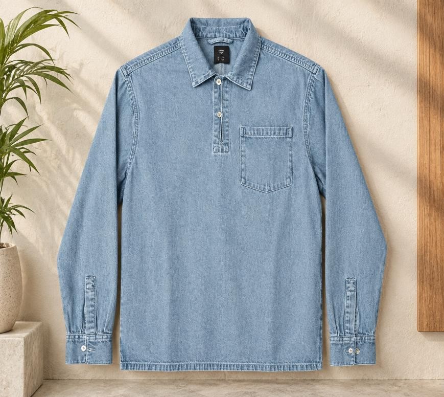 Men’s Polo Collar Shirt (Med Blue)